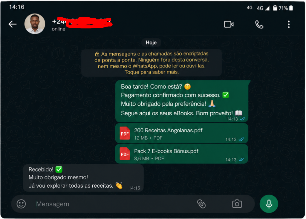Segunda confirmação de entrega do Kit pelo WhatsApp